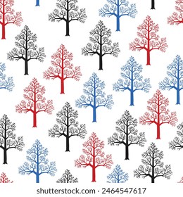 Seamless pattern of  Winter forest ,Vector illustration