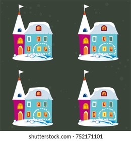 Nahtloses Muster mit Winter Happy New Year Weihnachtshäusern Vector Illustration EPS8
