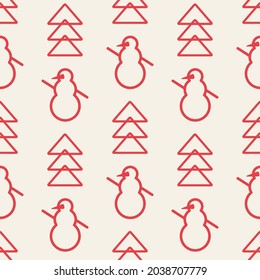 Seamless pattern with winter holiday icons. Merry Christmas and Happy New Year decorative background. Vector illustration.