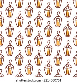Seamless pattern for the winter holiday season. Decorative background with New year or Christmas elements. Vector illustration. 