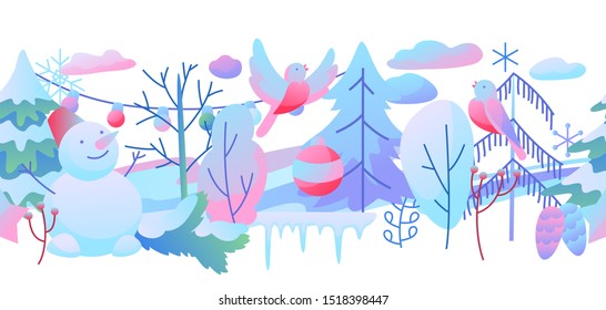 Seamless pattern with winter items. New Year and Christmas objects.