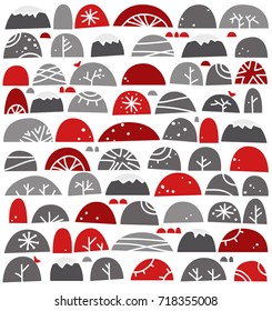 Seamless pattern with winter landscape