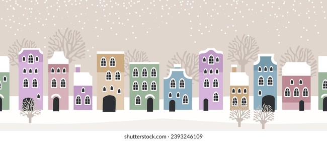 Seamless pattern winter landscape, Christmas New Year