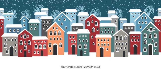 Seamless pattern winter landscape, Christmas New Year