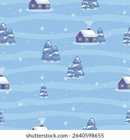 seamless pattern winter landscape design