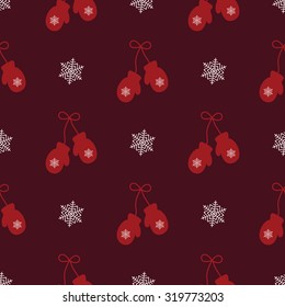 Seamless pattern with winter mittens.