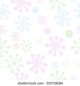 Seamless pattern of winter motif, snowflakes, doodles.