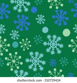 Seamless pattern of winter motif, snowflakes, doodles.