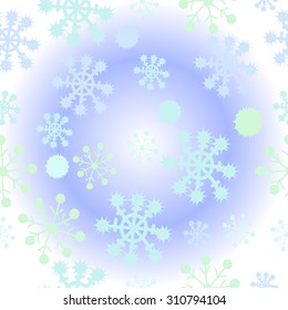 Seamless  pattern of  winter motif, snowflakes, ellipses stars,doodles. Hand drawn.