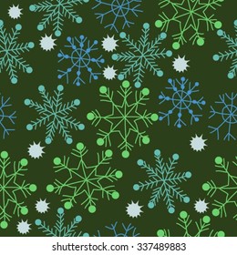 Seamless    pattern  of  winter  motifs, doodles, stars, snowflakes. Hand drawn.