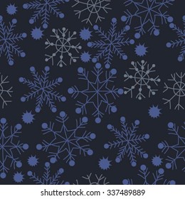 Seamless    pattern  of  winter  motifs, doodles, stars, snowflakes. Hand drawn.