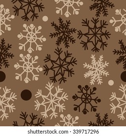 Seamless  pattern  of  winter  motifs, doodles,  snowflakes,  ellipses. Hand drawn.