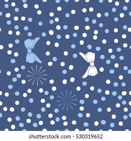 Seamless pattern of winter motifs, snow.