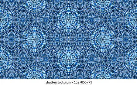 Seamless pattern. Winter patterns. Snowflakes. Blue shades.