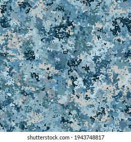 Seamless pattern. Winter pixel camouflage. Twelve (12) colors.