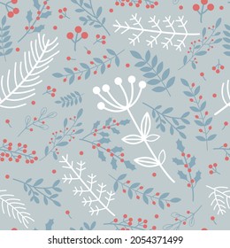 Seamless pattern with winter plant or floral