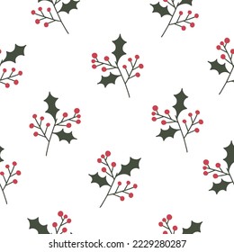 Seamless pattern with winter plant on a white background.
Adrisia. Vector illustration for decorating textiles, wallpapers, gift wrapping