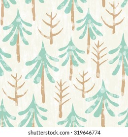 Seamless pattern with winter plants. Hand drawn winter holiday design for Christmas and New Year greeting cards, fabric, wrapping paper, invitation, stationery.