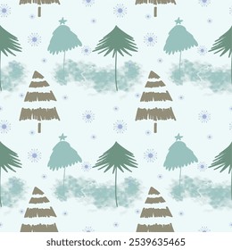 padrão sem costura de neve de inverno com aquarela