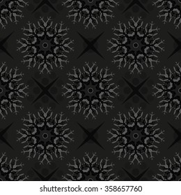 Seamless pattern of winter snowflakes with the background. Vector illustration. Print on fabric, ceramics and paper.