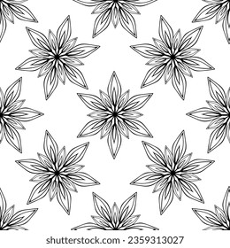 Seamless pattern of winter snowflakes on a white background