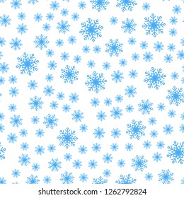Seamless pattern of winter snowflakes vector background.