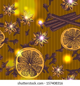 Seamless pattern of winter spices 