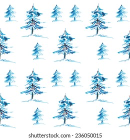 seamless pattern with winter trees