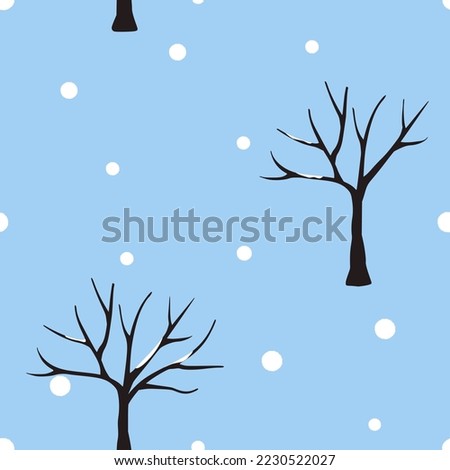 Seamless pattern with winter wood land blue background vector illustration.