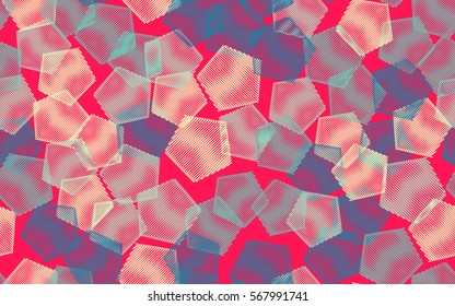 Seamless pattern. Wire pentagons. Chaotic spread. Random order. Fashion camouflage.