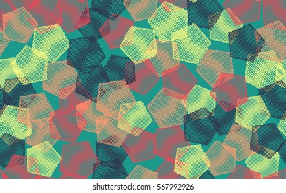 Seamless pattern. Wire pentagons. Chaotic spread. Random order. Fashion camouflage.