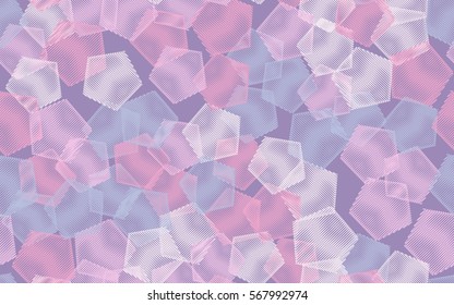 Seamless pattern. Wire pentagons. Chaotic spread. Random order. Fashion camouflage.