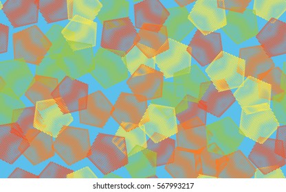 Seamless pattern. Wire pentagons. Chaotic spread. Random order. Fashion camouflage.