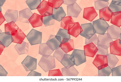 Seamless pattern. Wire pentagons. Chaotic spread. Random order. Fashion camouflage.