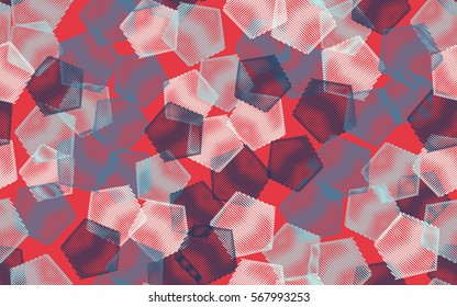 Seamless pattern. Wire pentagons. Chaotic spread. Random order. Fashion camouflage.