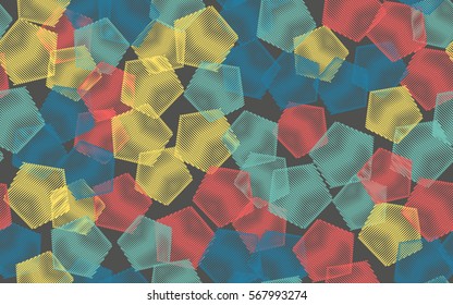 Seamless pattern. Wire pentagons. Chaotic spread. Random order. Fashion camouflage.