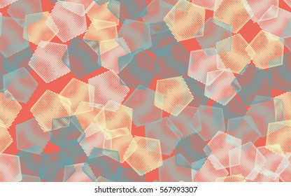 Seamless pattern. Wire pentagons. Chaotic spread. Random order. Fashion camouflage.