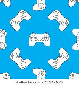 Seamless pattern with wireless gamepad. Joystick for playing video games. Texture template, decoration. Wallpaper, texture for printing with modern controller. Accessory for gamers. flat vector