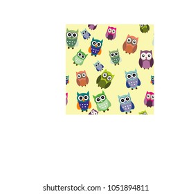 
Seamless pattern. wise owl with big eyes. owl vector.