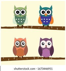 Seamless pattern. wise owl with big eyes. owl vector.