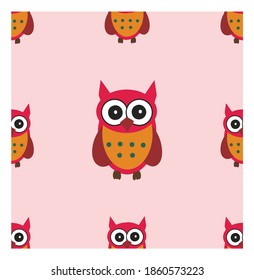 Seamless pattern. wise owl with big eyes. owl vector.