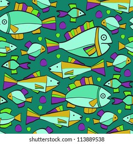 Seamless pattern wish funny fishes