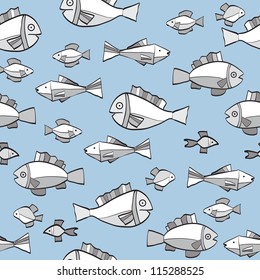 Seamless pattern wish funny fishes