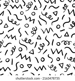 Seamless pattern wish geometric shapes. Abstract background. Hand drawn vector texure for print, textile, fabric.