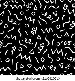 Seamless pattern wish geometric shapes. Abstract background. Hand drawn vector texure for print, textile, fabric.