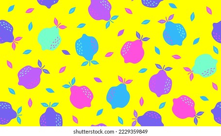 Seamless pattern wit colorful citrus fruits.