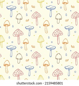 seamless pattern wit colorful mushrooms