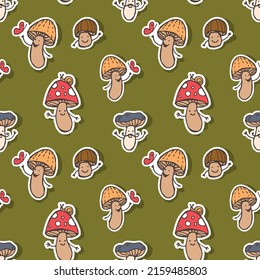 seamless pattern wit colorful mushrooms