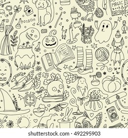 seamless pattern witch accessories - circuit