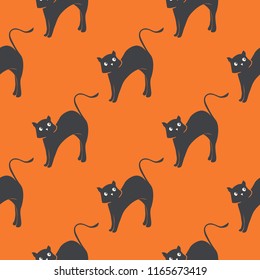 Seamless pattern with witch cats. Halloween background
